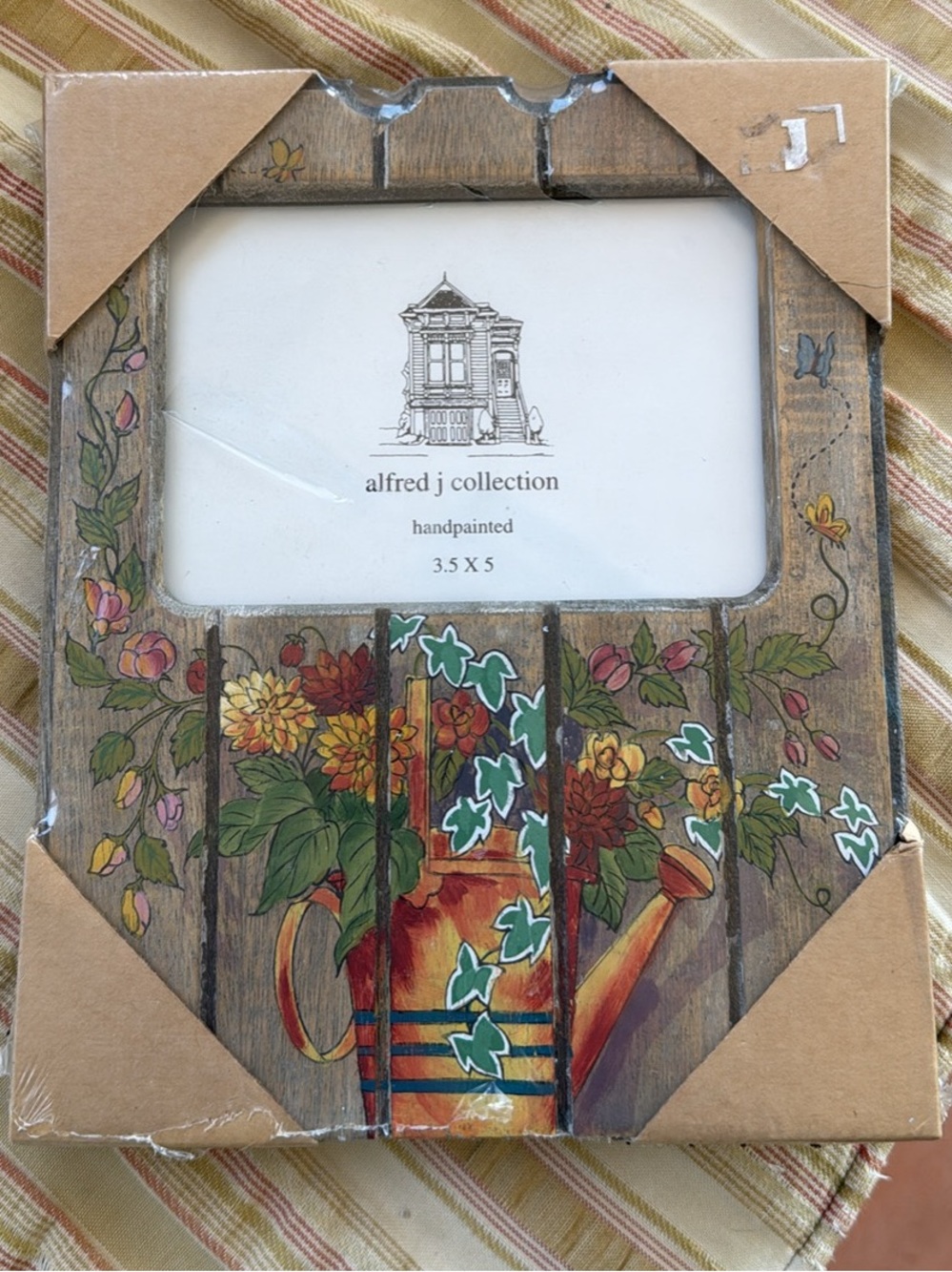 Handpainted Floral Watering Can Wood Frame - Multicolor